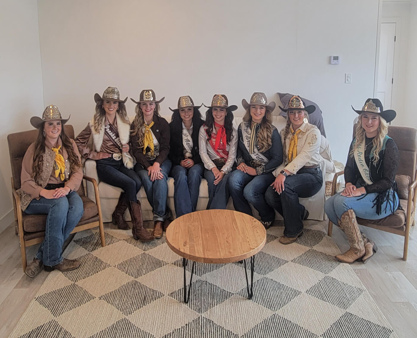 Local Rodeo Queens visiting the Larchwoods showhome during 2026 Oldstoberfest